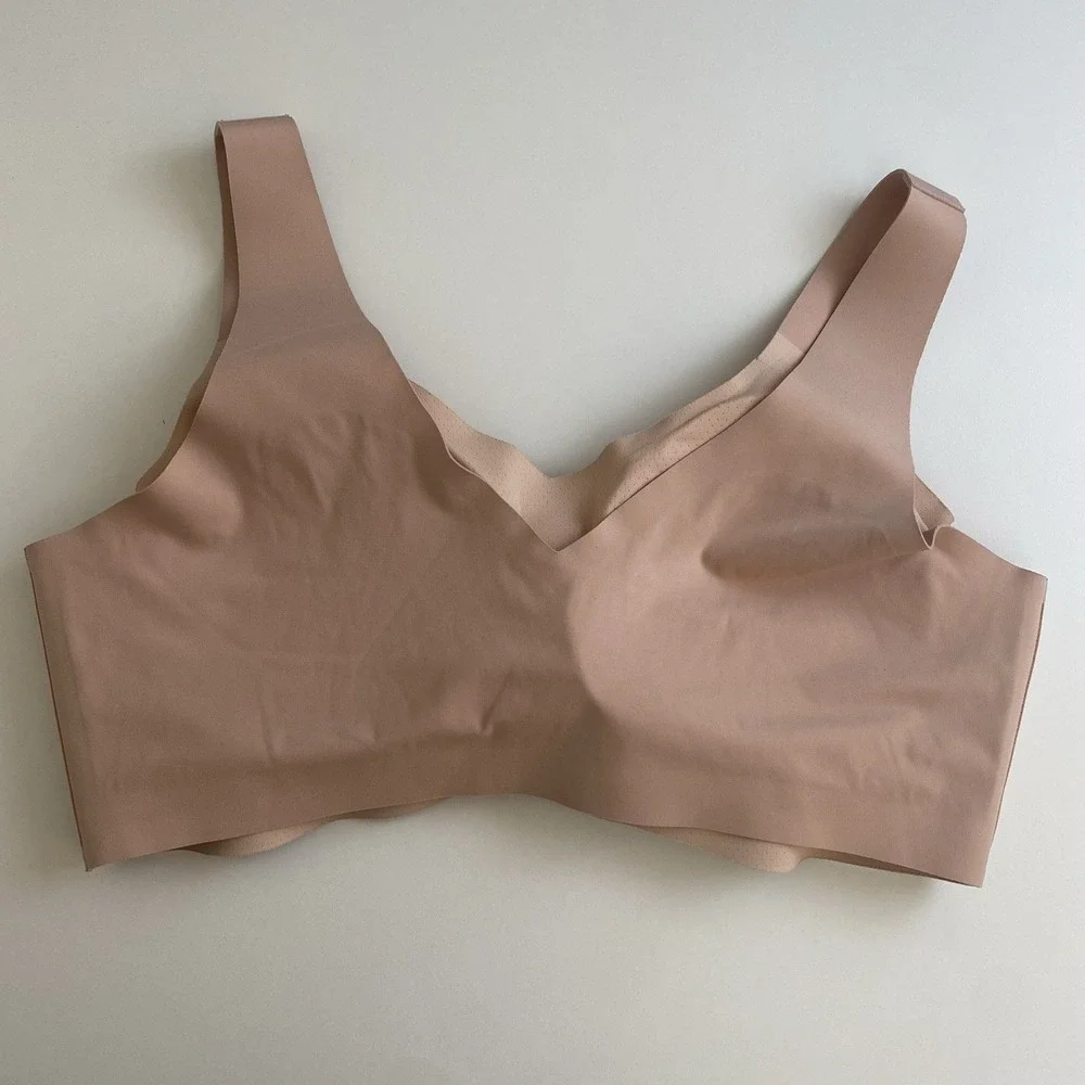 HONEYLOVE Size 1X Light Beige Full Figure Removable Cups Wireless‎ Pullover Bra